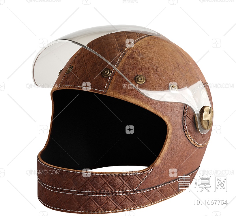 皮革摩托车头盔