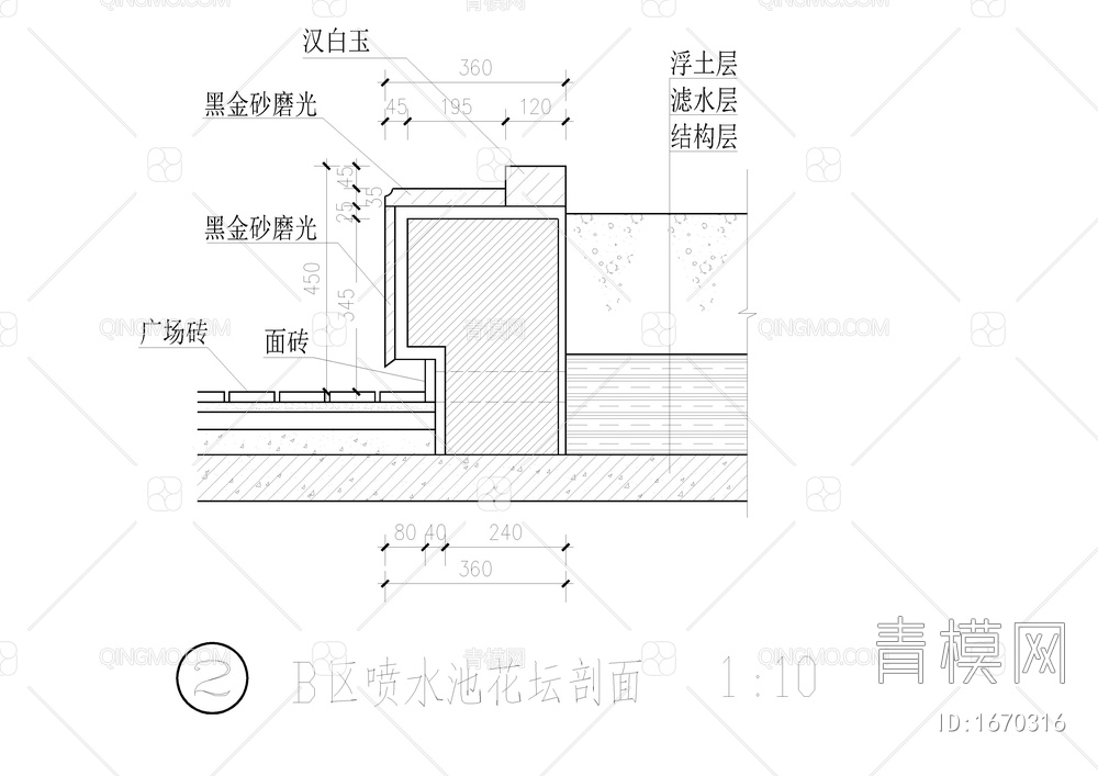 路沿雕塑台铺地详图