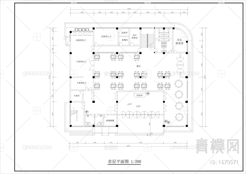 大学高校餐厅cad整套设计图