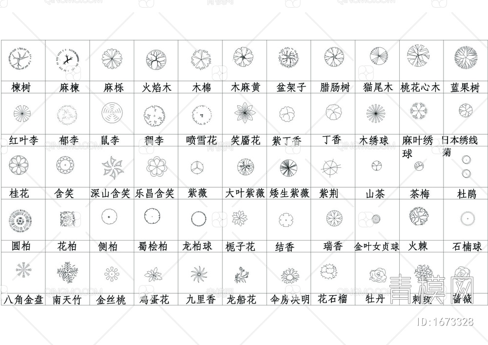 数百种CAD平面树图例