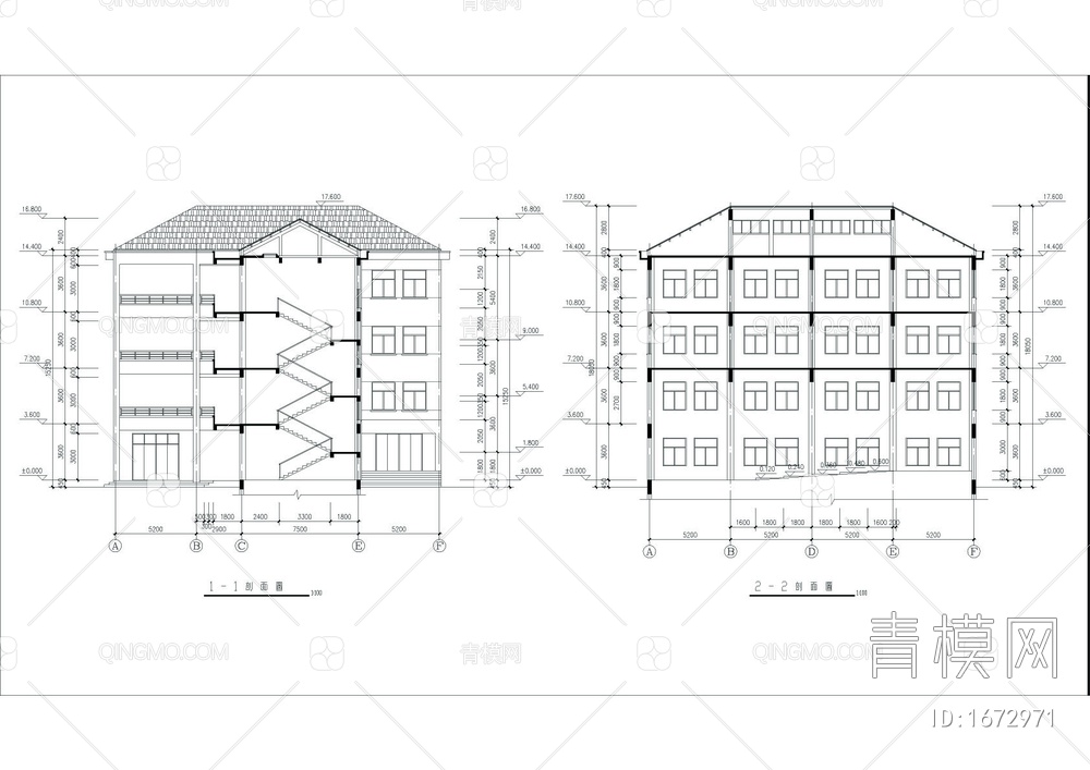 中学教学楼建筑结构全套cad图