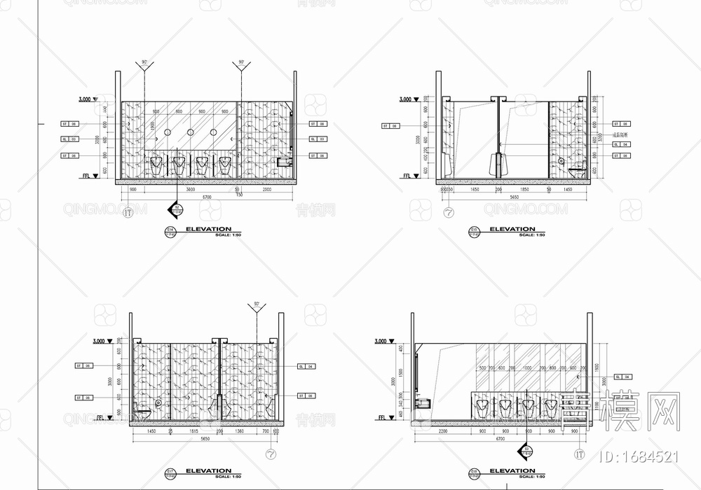 1800㎡大厅公区室内施工图