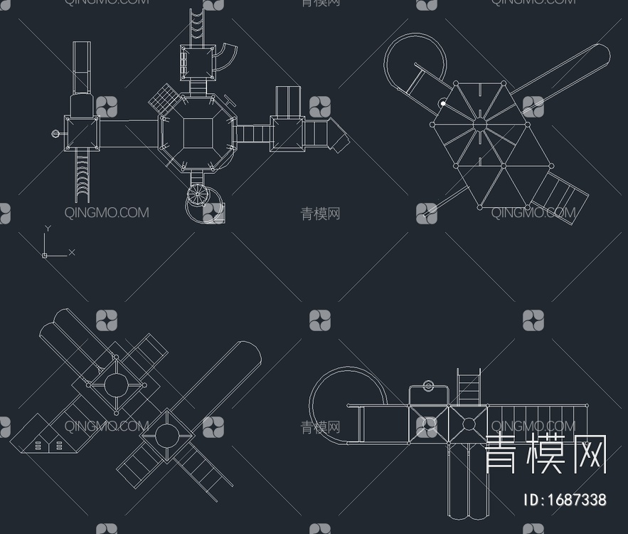 48套儿童游乐场设施器械CAD图库