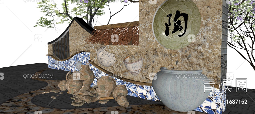 陶瓷元素乡村景墙