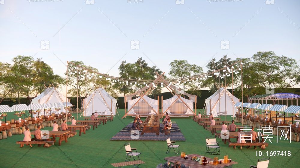 露营公园 网红帐篷野餐 露营基地 星空度假营地 户外烧烤 天幕帐篷