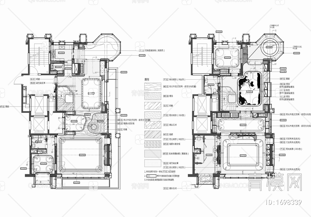 400㎡叠墅室内施工图 家装 豪宅 洋房 别墅 私宅 样板房