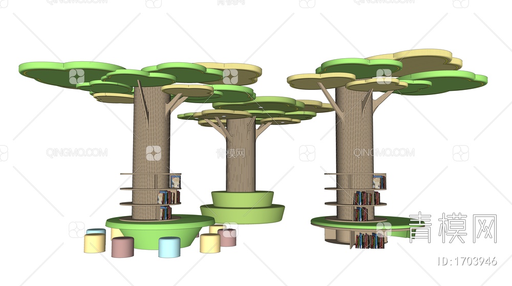 装饰柱 造型柱 书架 卡座 树形装饰柱