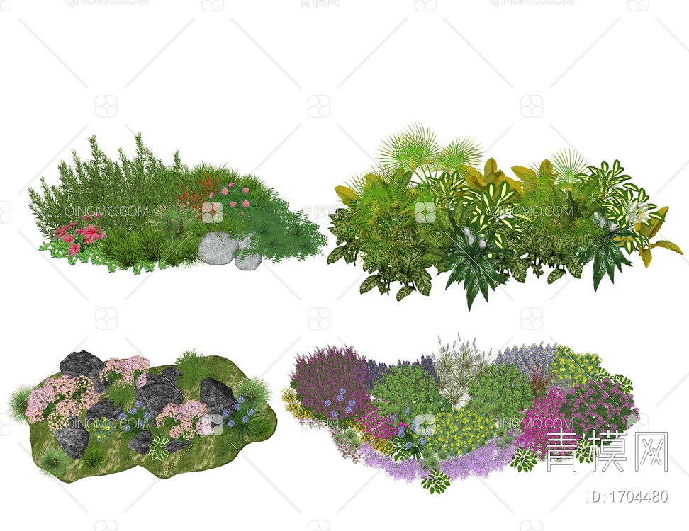 花镜植物组团 植物堆 灌木绿化搭配 小区网红花草植物组合