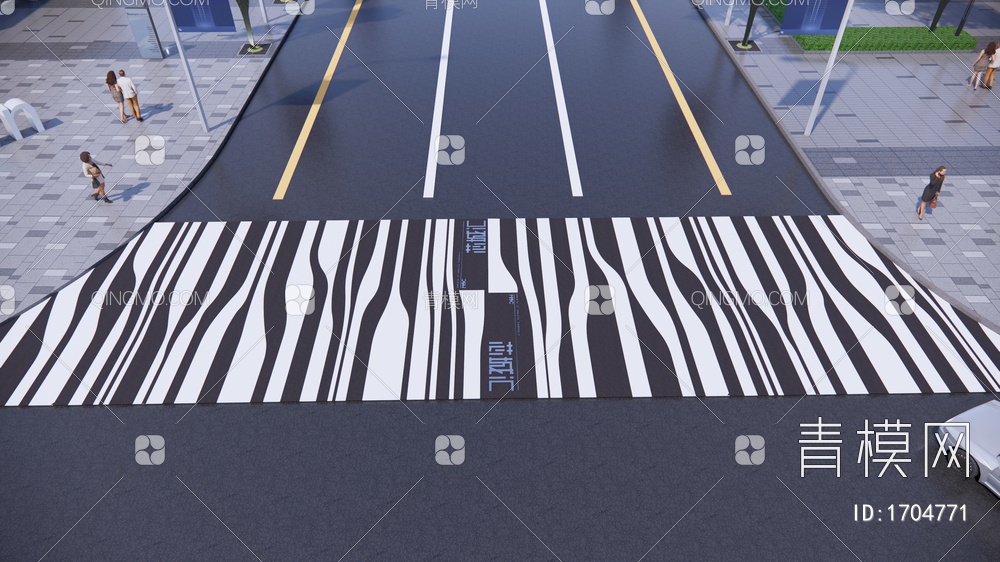 道路 创意市政道路画线 道路标线铺装 斑马线 马路箭头 地面标识引导
