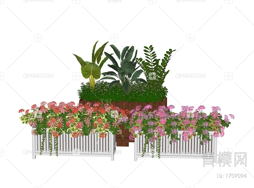 花箱盆栽 户外花坛  景观植物花箱 花草花卉 绿植组合
