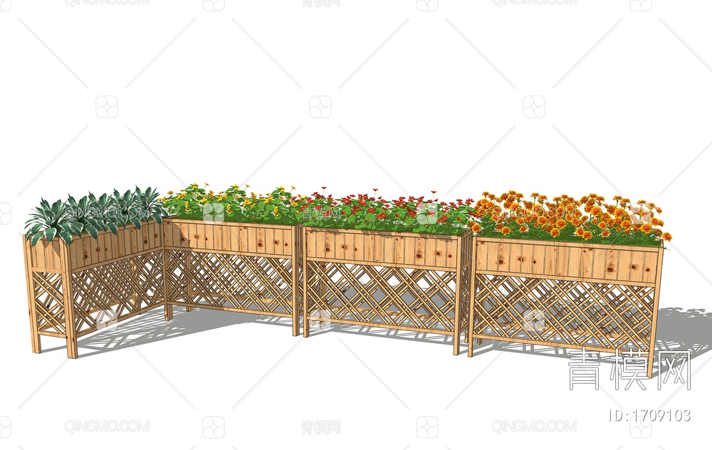 木材花箱盆栽 户外花坛  景观植物花箱 花草花卉 绿植组合