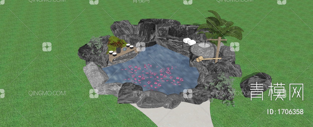 温泉 水池 水景 鱼池 泡池
