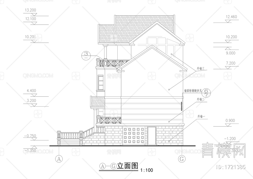 三层别墅建筑图