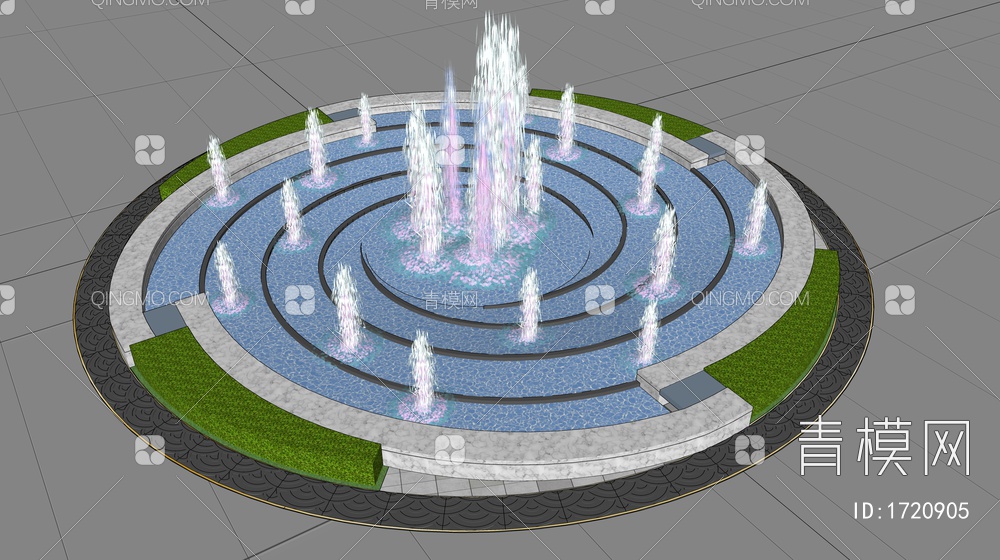 喷泉 圆形喷泉 水池 广场喷泉 水柱 流水 跌水