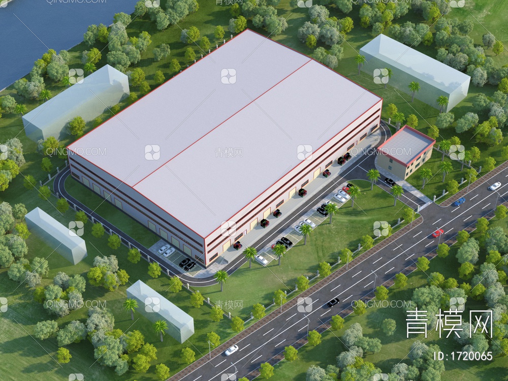 东莞市厚街顺强手袋厂钢构厂房建筑鸟瞰效果图1(2018