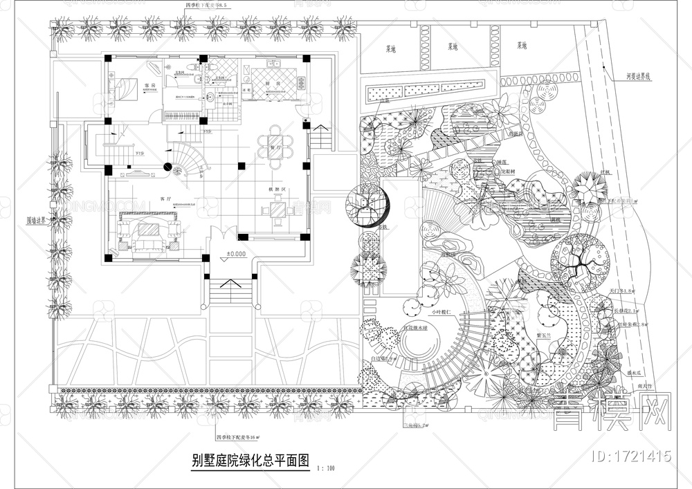 别墅庭院绿化平面详图