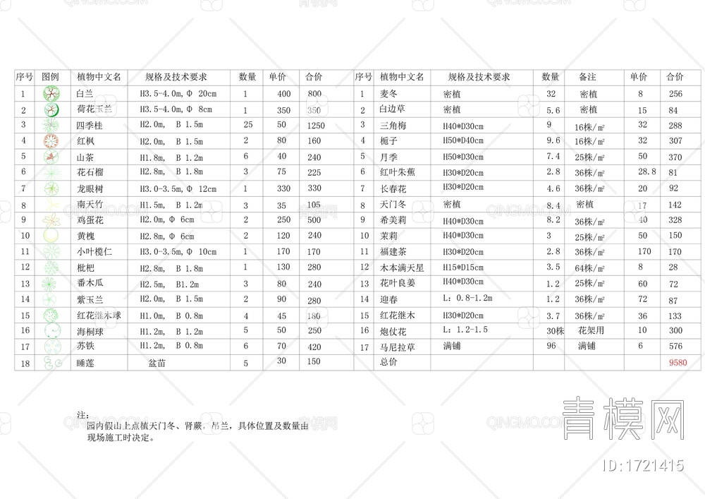 别墅庭院绿化平面详图