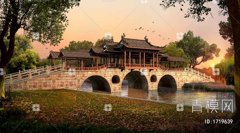 中国拱桥建筑效果图
