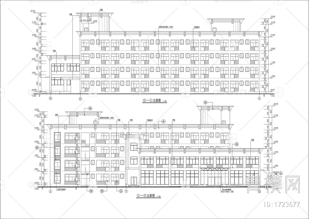 多层宿舍楼食堂建筑图