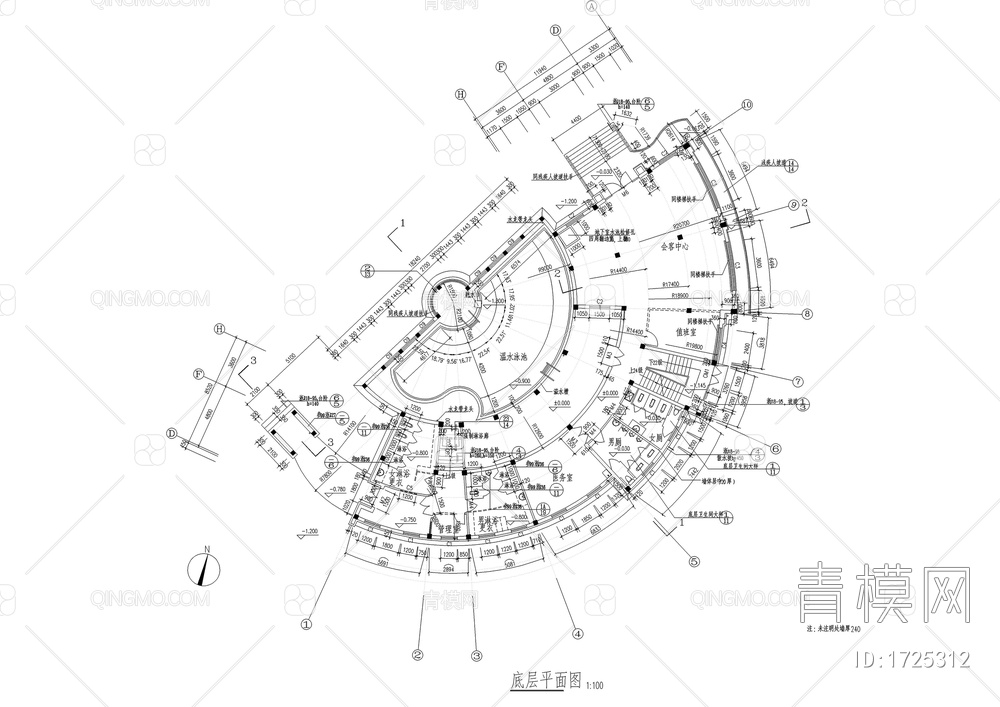 高档会所全套cad建筑设计施工图