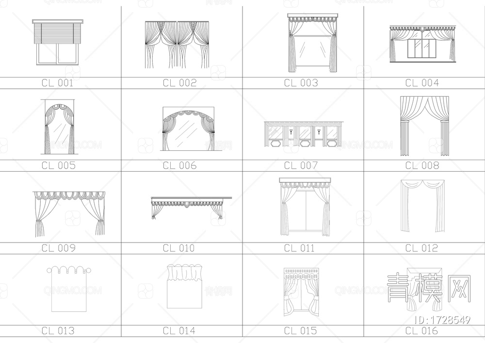 常用百款窗帘CAD图库