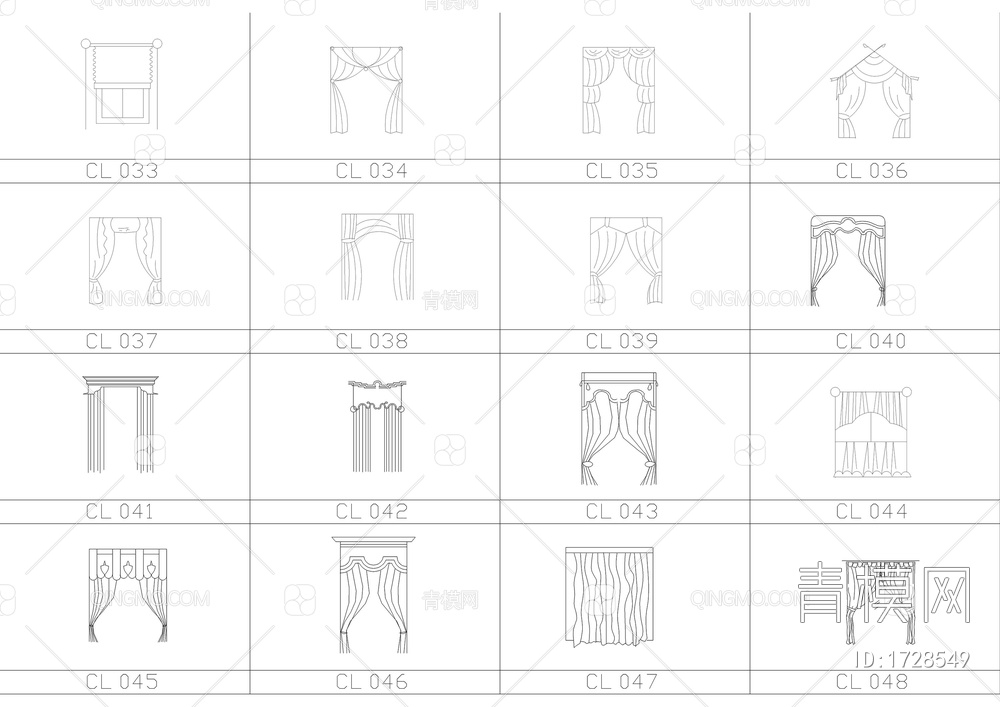 常用百款窗帘CAD图库