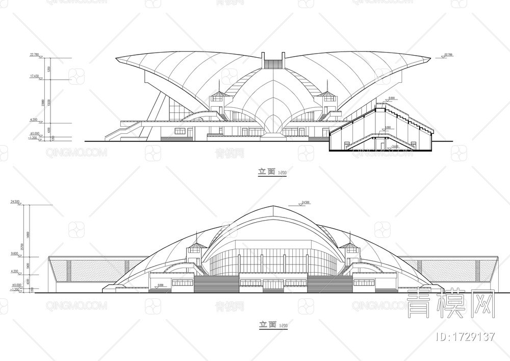 科技建筑立面效果CAD图