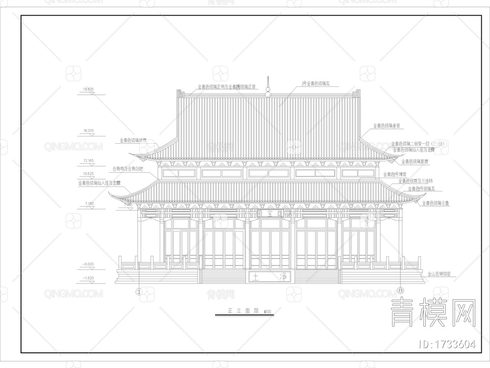 99套古建筑寺庙宝殿佛塔CAD施工图纸