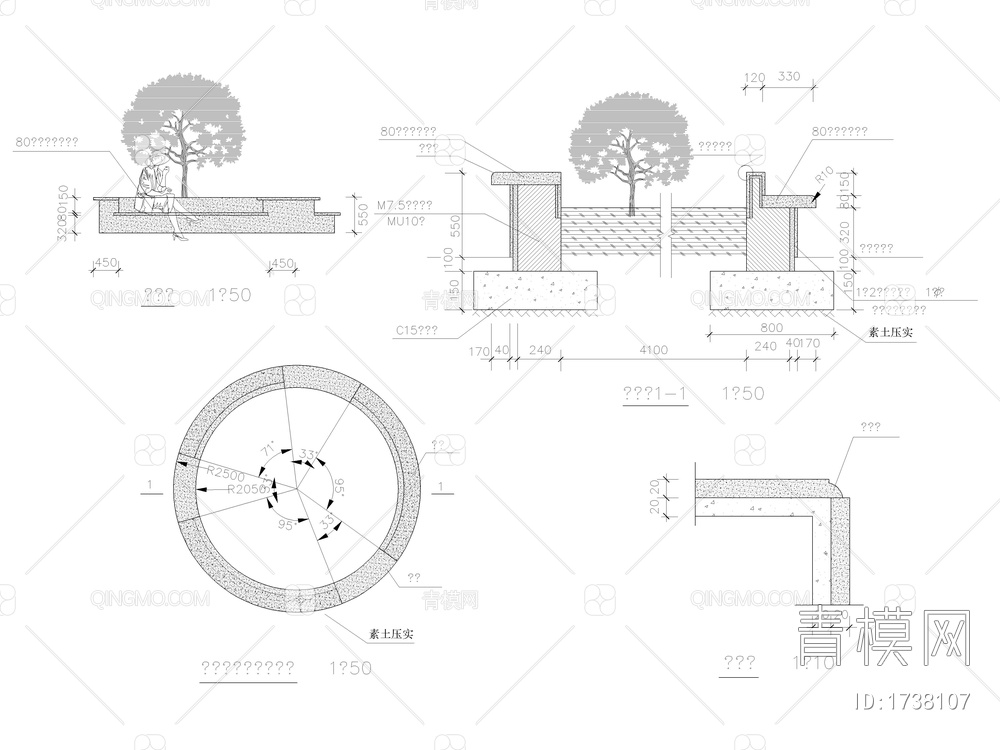 42套景观座椅坐凳树池CAD施工图