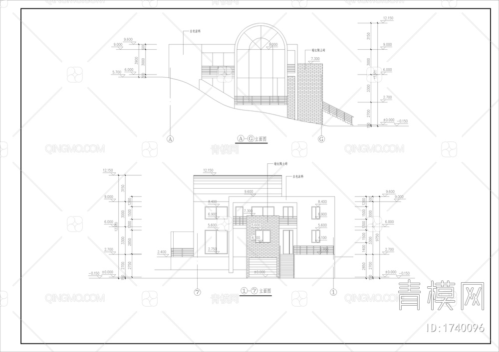 室内带游泳池的山体别墅建筑图