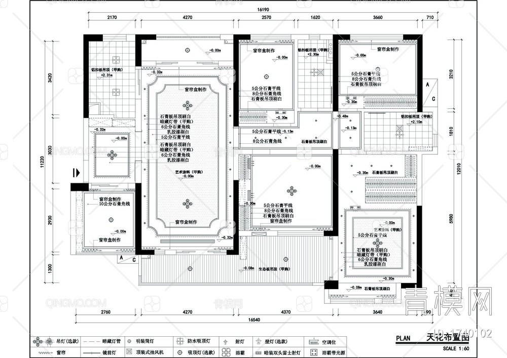 五室大平层室内家装CAD详图