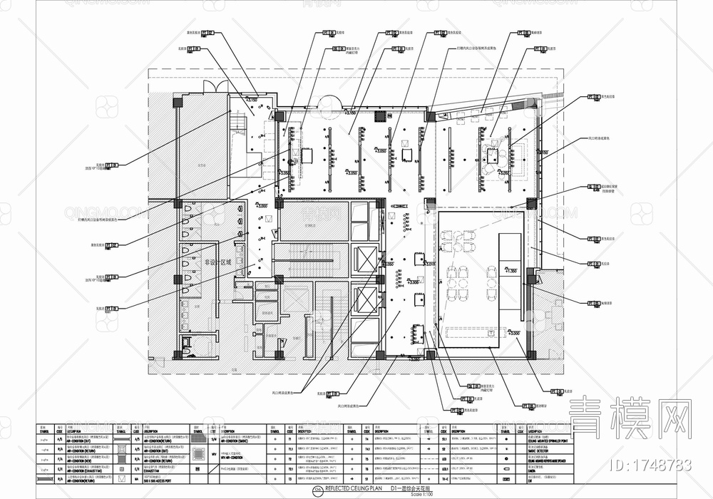 办公大楼公区大堂室内施工图+效果图 电梯厅 接待大堂 公区