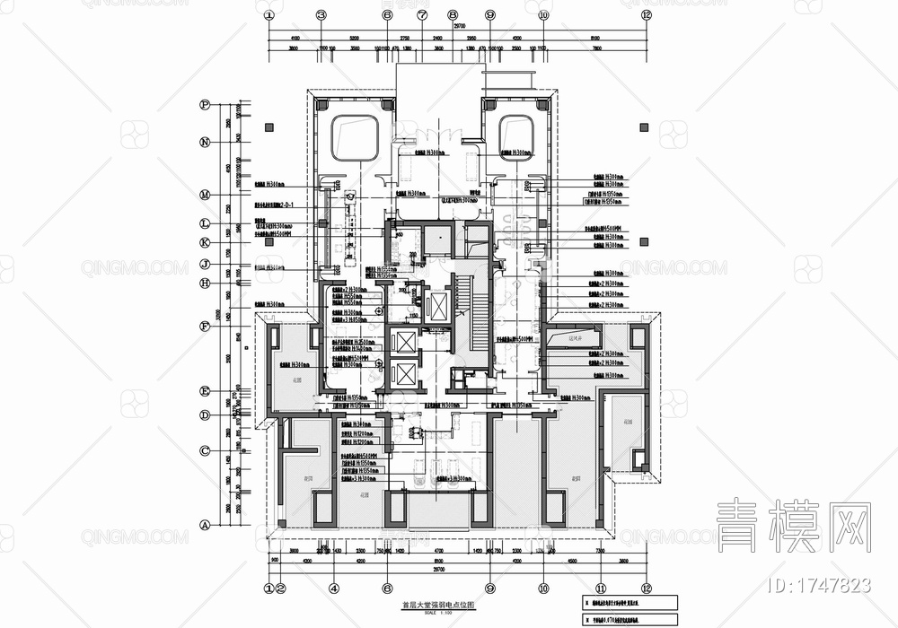 样板区大堂电梯厅公区室内施工图 接待大厅 大堂 公区 电梯厅