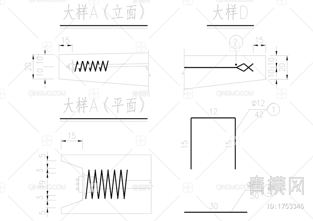 竖向预应力钢束cad图