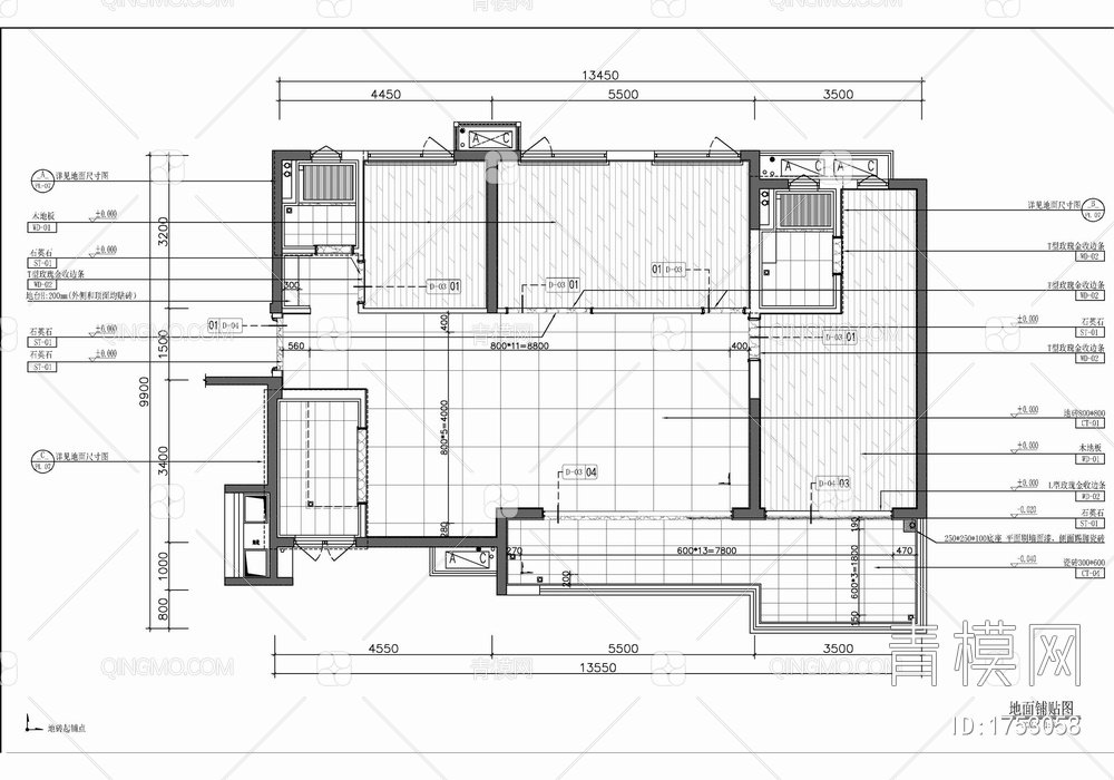 120㎡四居室家装室内施工图 私宅 平层 家装 样板房