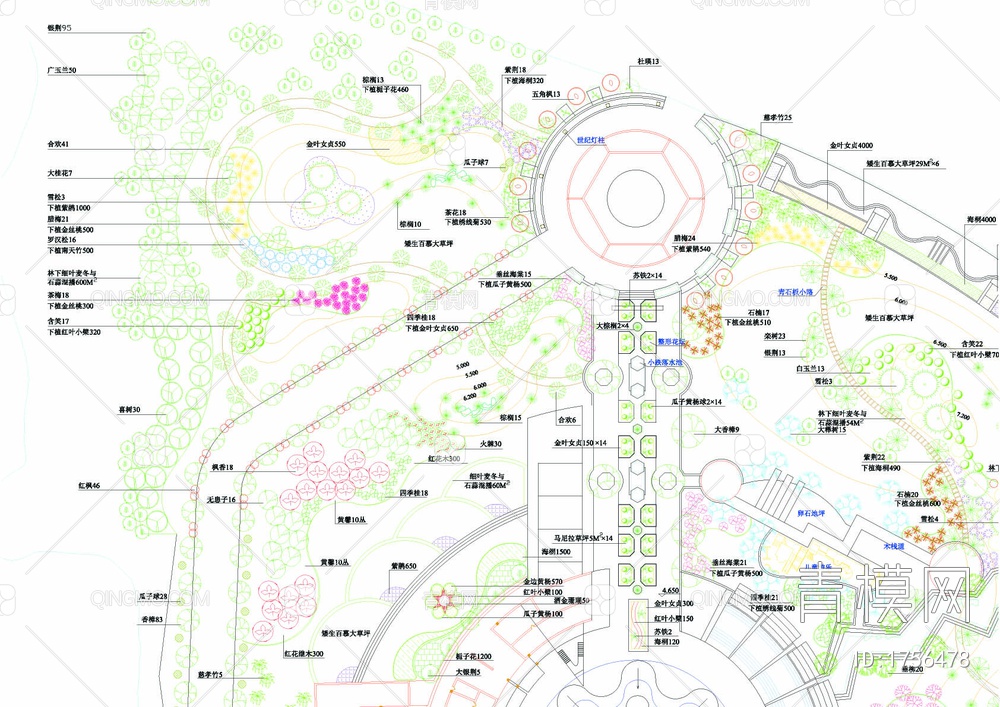 文化广场绿化工程总平面图