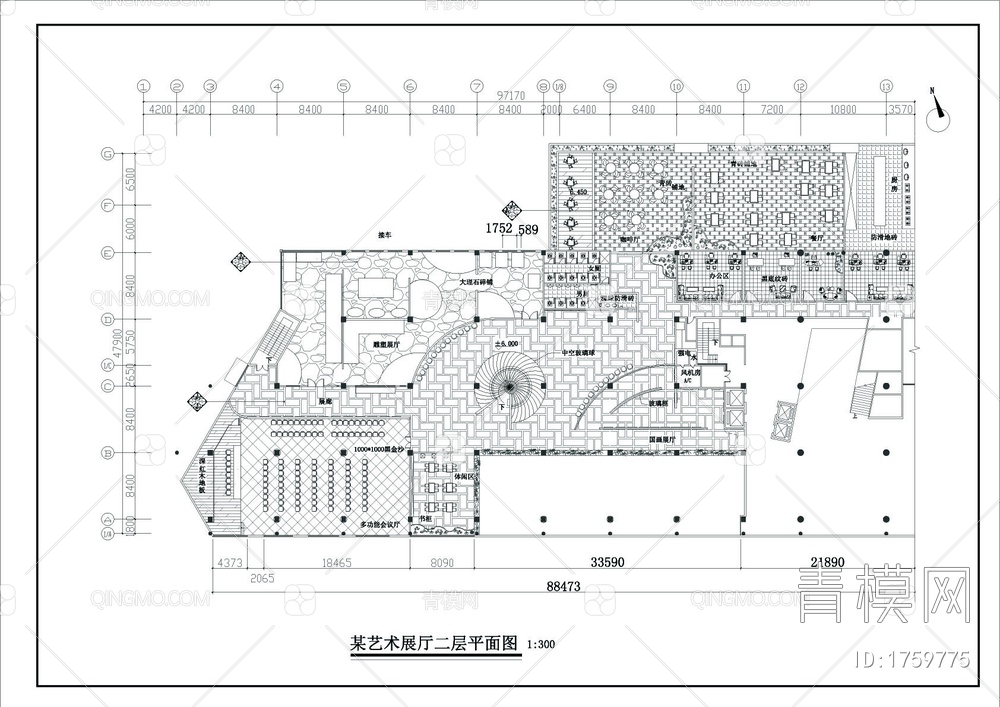 艺术展馆cad装修图