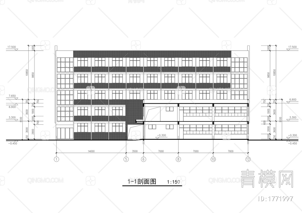 中学食堂和宿舍楼建筑施工图