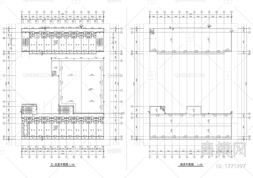 中学食堂和宿舍楼建筑施工图