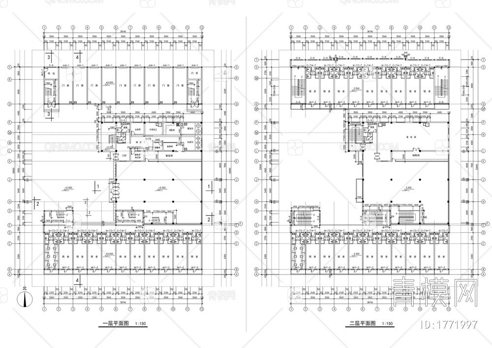 中学食堂和宿舍楼建筑施工图