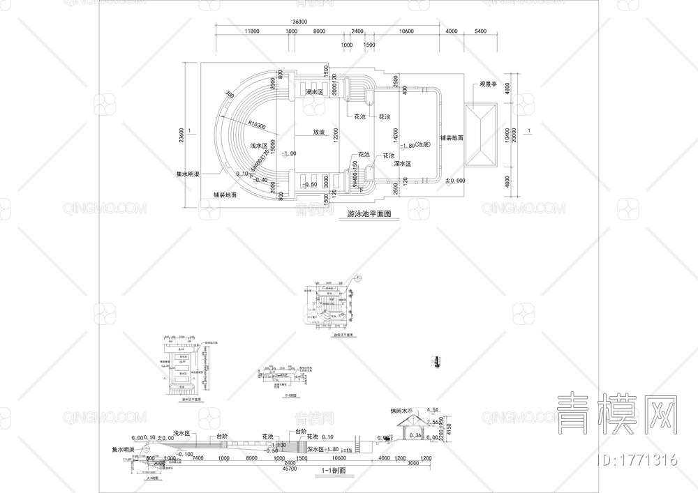 游泳池浴场cad合集