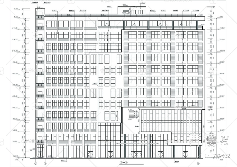 工业大厦厂房建筑施工CAD图