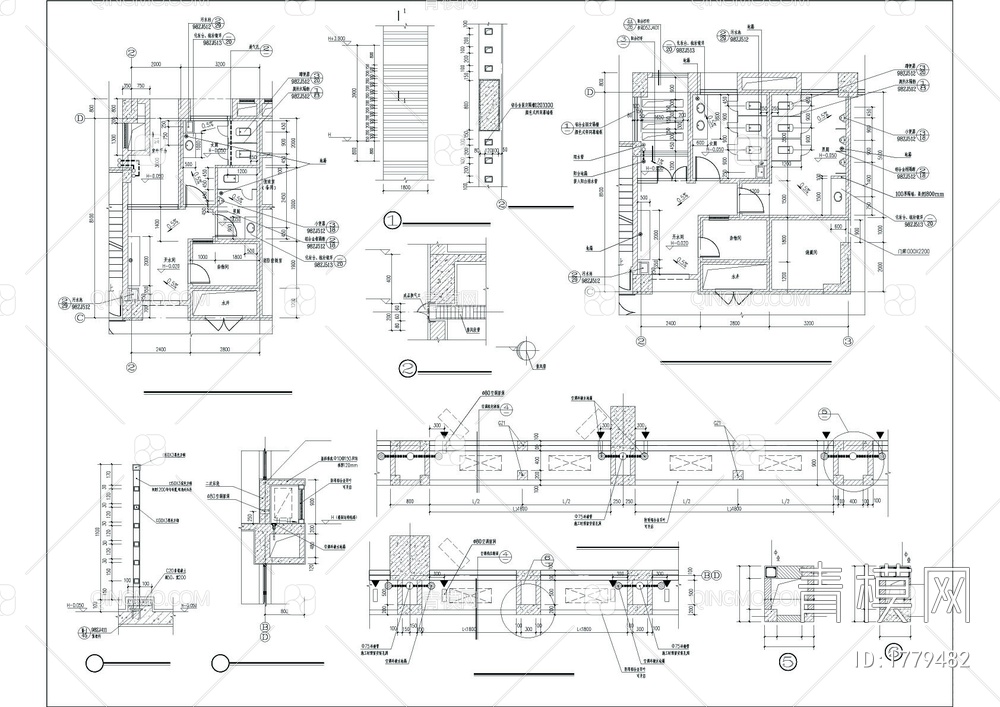 工业大厦厂房建筑施工CAD图