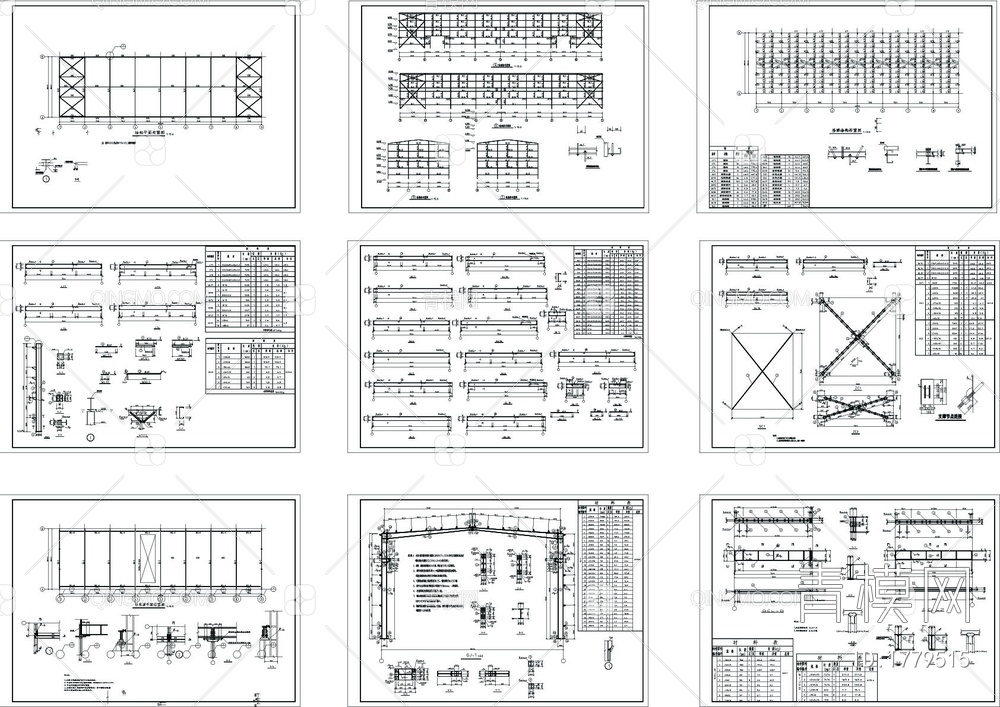 钢结构厂房全套CAD图