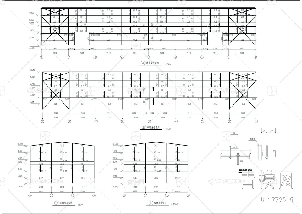 钢结构厂房全套CAD图