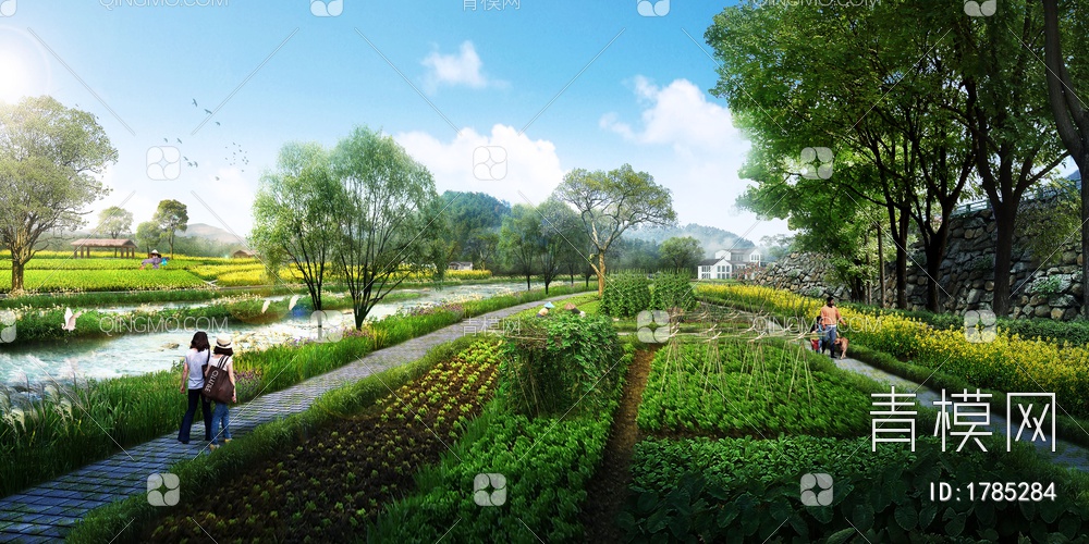 乡村菜地种植基地景观效果图