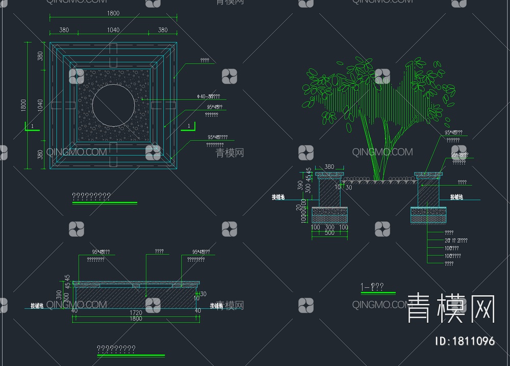168套花坛花钵树池种植池CAD施工图