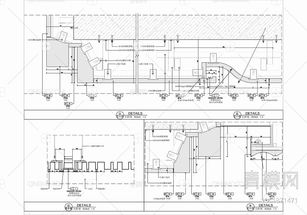 办公大堂及公区室内施工图 接待大堂 大堂 电梯厅 公区