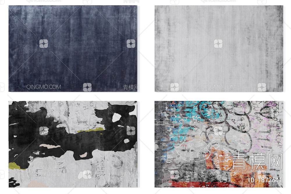 灰蓝色抽象图案地毯