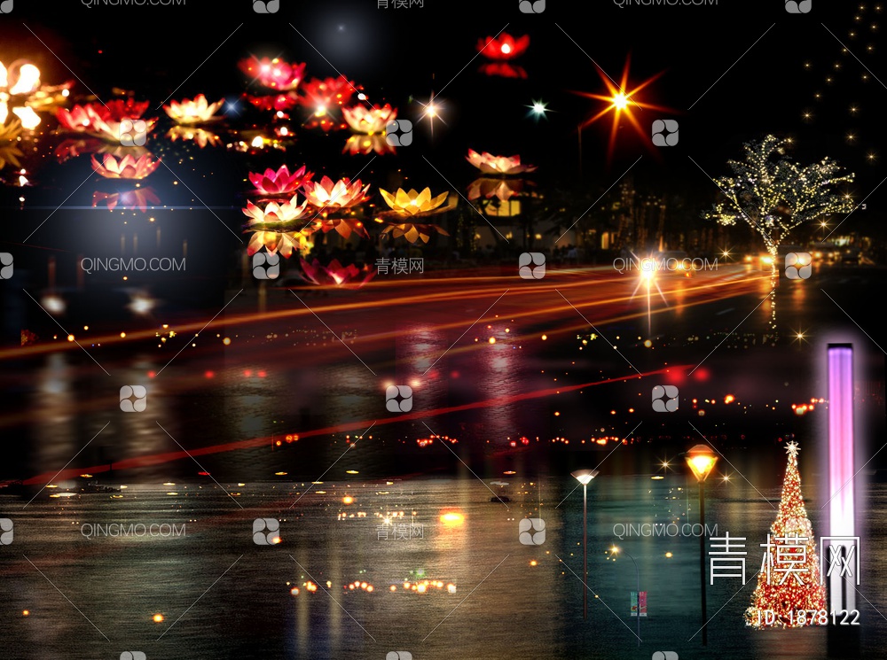 城市道路夜景灯光